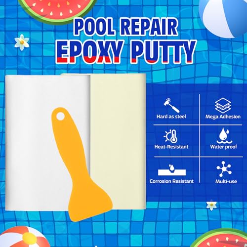 Epoxy Putty White - 8oz / 227g 2‑Part Fast Repair Pool & Plumbers Putty, Strong Adhesive Seals leaks, Cracks, Holes; Works Underwater & Above‑Water. Bonds Metal, Tile, Plastic, Ceramics for Sculpting