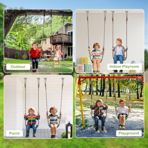 2Pack Heavy Duty Swing Seats for Kids Green Soft EVA Anti Slip Seat Outdoor - color: Green Soft Eva & U-shape Swing Seats