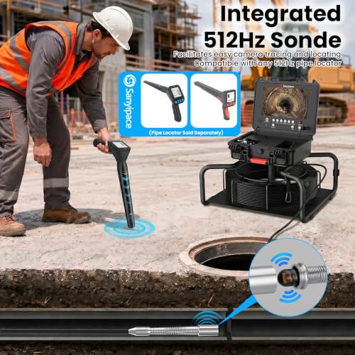 Sanyipace Inspection Camera with 512Hz Transmitter, Self-Leveling,7MM/66FT - size: 66FT/20M