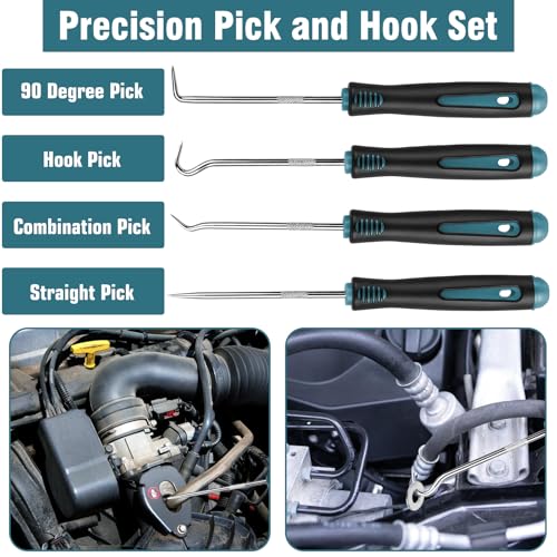 Aleric 9 Pcs Auto Trim Removal Tool Kit - Plastic Pry Tool for Door Panel Dashboard Clip Remover, Fasteners Remover, Car Trim Removal Tool Kit with Precision Hook and Pick Set for Automotive