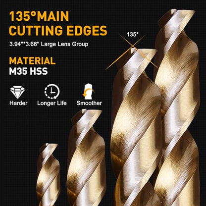1/8 Inch Cobalt Drill Bits, 13 Pack of M35 HSS,135 Degree Tip,Jobber Length Twist Drill Bit Set for Hard Metal, Stainless Steel drill bits,Cast Ironhardened steel drill bits, with Storage Case - style: 1/8-13pcs