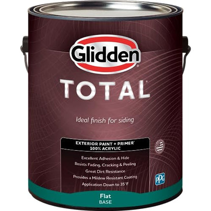 Glidden Total Exterior Paint & Primer All-in-One, Subdued/Red, Flat, 1 Gallon - color: Subdued, size: 128 Fl Oz (Pack of 1)
