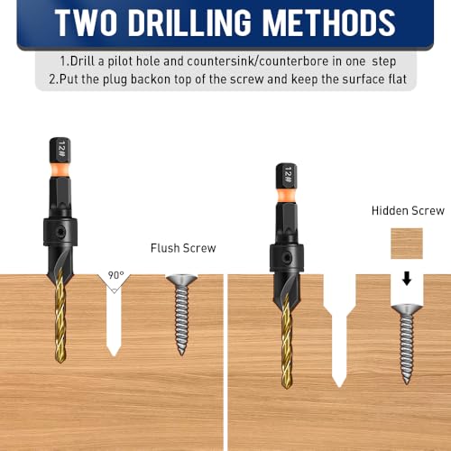 shengbenhao #12 Countersink Drill Bit Set for Wood 12Pcs Adjustable - style: #12