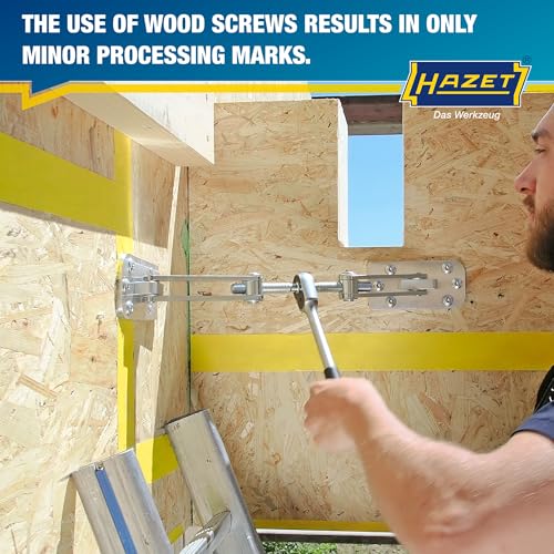 HAZET Beam and Panel Pulling Tool 1774-2, Forged for Heavy Duty, Suitable for Clamping and Pulling Timber, Ergonomic Reversible Ratchet, Incl. 2 Aluminum Plates, Clamping Travel 4.53 In - style: With plates