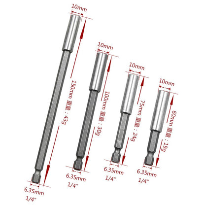 4 Pack Drill Bit Extension Magnetic Screwdriver Bit Holder Set Quick Release Magnet Tip Socket 1/4'' Hex Shank Extension Adapter Extender for Drills Cordless Drill Impact Driver Power Tool