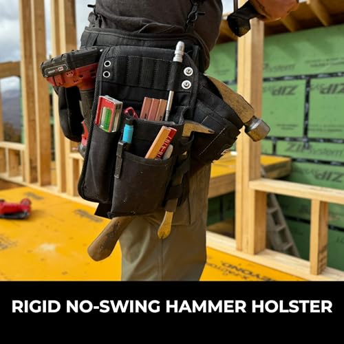 Perkins Builder Brothers Essential Tool Belt Set With Suspenders, Ideal for Framers, Carpenters and Contractors, Medium Size, Black - size: Medium