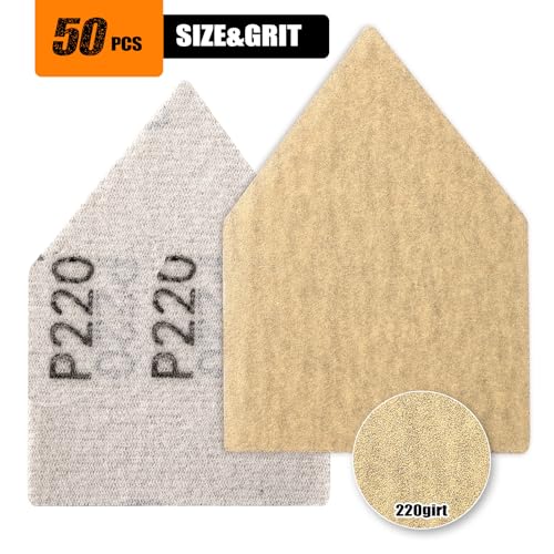 POLIWELL Orbital Triangle Sanding Sheets 50PCS 90x65mm Hook & Loop - style: 220 Girt