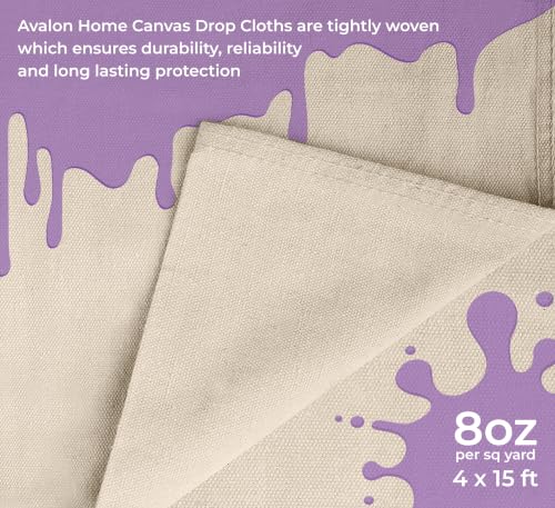 Canvas Drop Cloth for Painting 4x15 feet Pack of 1-8oz Painters Drop Cloths for Painting - All Purpose Canvas Tarps for Floor & Furniture Protection - Recycled Cotton Fabric - size: 4x15 Ft - 1 pc