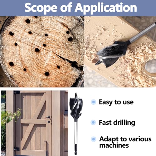 7/8 inch x 6-1/2 inch Auger Drill Bit for Wood, 1/4 inch Hex Shank Auger Drill Bit for Hard Wood,Soft Wood, Plywood and Plastic (7/8 in x 6-1/2 in) - size: 7/8 in x 6-1/2 in