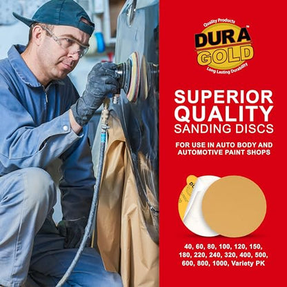 Dura-Gold Premium 6" Gold PSA Sanding Discs - 500 Grit, Box of 50 - Self - size: 500-Grit