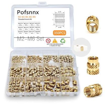 350Pcs Threaded Inserts, M2-M6 Heat Set Inserts for 3D Printing - size: M2-M6 Set（350pcs）