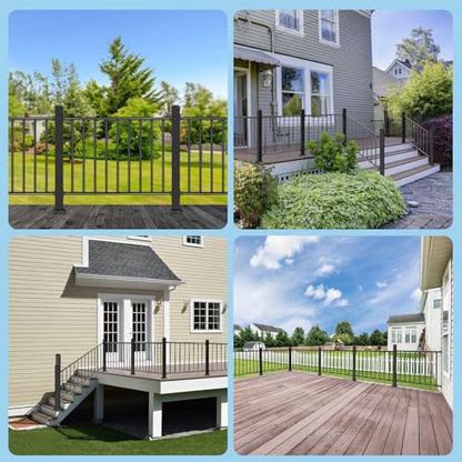 Aluminum Deck Railing,38in H x 6ft W for Stairs,Black,1 Panel - size: 38in.H x 6ft.W SR
