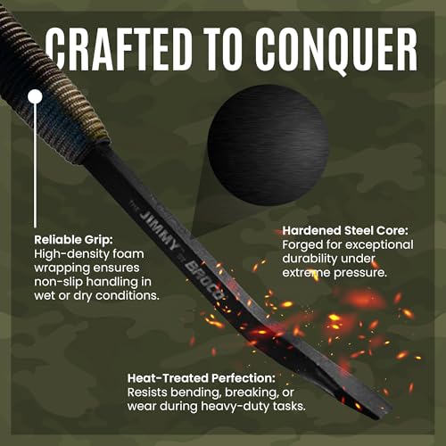 Broco Jimmy Tactical Pry Bar, EDC, Rescue & Breaching Tool, Durable Steel, Comfort Grip, Nail Puller Tool, Crowbar, 10.5inch Prybar