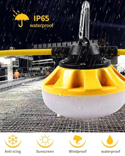 100FT LED Construction String Lights, with 10 Bulbs Industrial Grade 100W - size: 100FT 2 Prong (Yellow)