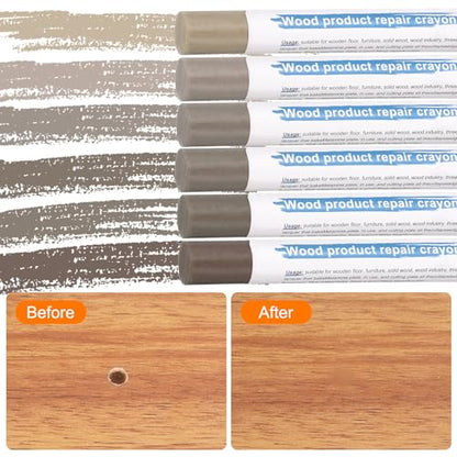 HARFINGTON Wood Filler Sticks 6 Colors Wooden Wax Touch Up Furniture Repair Crayons for Medium Gray, Tech Gray, Medium Brown 1-4 - color: Tech Woods Series