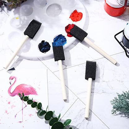 Leinuosen 200 Pcs 1" Black Foam Brush Bulk Sponge Paint Brush with Handle