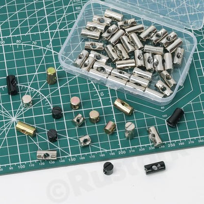 40Pcs M6x20mm Black Zinc Barrel Nuts Assortment Kit Metric Cross Dowels Slotted Nut Furniture Nuts Cross Dowel Hammer Nut for Wood Furniture Beds Crib Chairs - style: black 6x20MM barrel nuts
