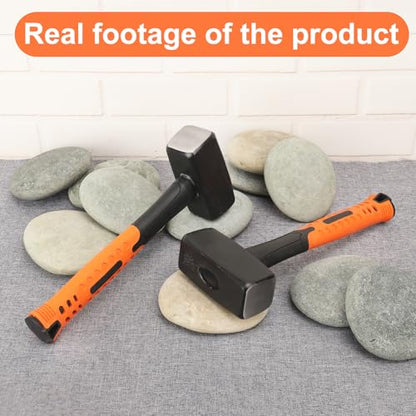 2 Packs 3.3lb Sledgehammer with 9 Inch long Fiberglass Handle, Sledge Hammer, No-Slip Rubber Grip, and Forged Steel Construction,(3.3-Pound Sledge), by GENHAKON - color: 2 Packs 3.3lb