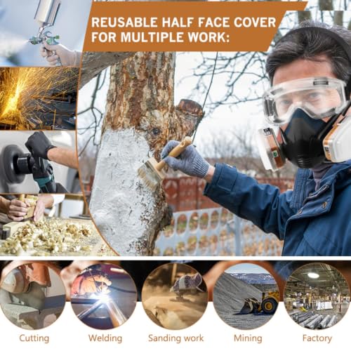 Blue Chemical Respirator with Goggle for Epoxy Resin, Painting