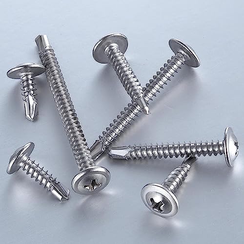 (200 pcs) Wensilon #10×1”for Sheet Metal Self-Tapping Screws 410 Stainless Steel Truss Head High-Strength Quick Tapping Screws - color: Silver, size: #10X1"
