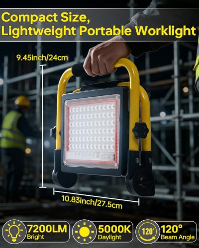 2 Pack 7200LM LED Work Light with Switch, IP66 for Garage Workshop - size: 60W-2P