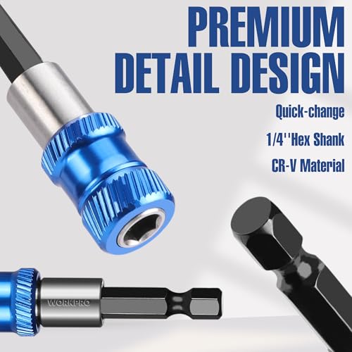 WORKPRO 3-Piece Drill Bit Extension Set, 2-3/8" - size: 2-3/8"