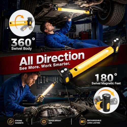 Magnetic Work Light, 3 Color Modes & 3000LM Ultra Bright Under Hood Lights