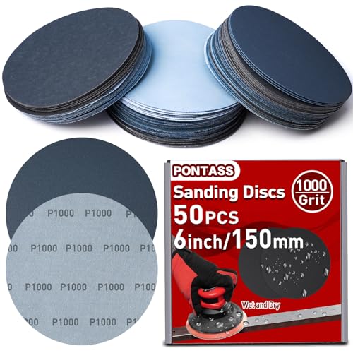 50PCS 6 Inch Wet Dry Sanding Discs,1000 Grit Hook & Loop Sandpaper - style: 1000 Grit
