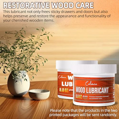 Calvana 8.8oz Wood Drawer Wax Lubricant Paste, Wood Wax,Door Hinge Lubricant,for Wood Drawer Slides,Sliding Glass Door,Window Track, Clear,Unscented, Non-Spray Formula