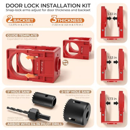Door Hinge Jig & Lock Installation Kit, Aluminum Alloy Jig