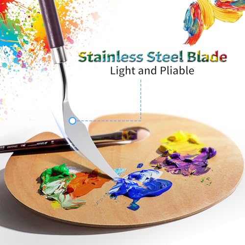 4 Pcs Palette Knife, #2 Pointed Head Spatula, Redwood Handle