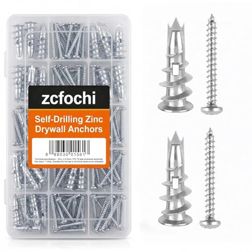 50 Zinc Self-Drilling Drywall Anchors with 50#8 x 1-1/4" Screws