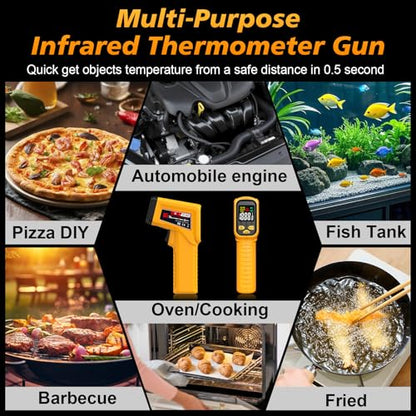 FKM Rechargeable Infrared Thermometer Gun,13-Point Laser-High Precision - color: Amber