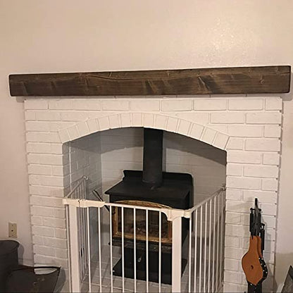 Fireplace Mantel, Rustic, Shelf, Floating Mantle, Real Wood, Beam, URBANDI (Dark Brown, 72Lx6Hx8D) - color: Dark Brown, size: 72Lx6Hx8D