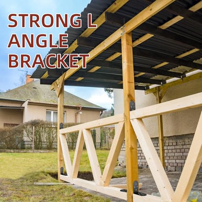 2 Pcs 90 Degree Angle Bracket, Heavy Duty L Brackets Support Angle Brace Carbon Steel Right Angle Flat Plate Bracket with Screws for Repair House Wood Lumber Timber Connectors - style: Flush Inside 45-Degree