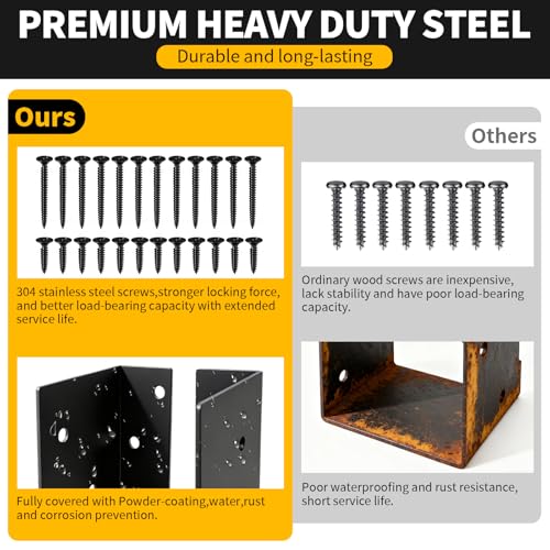 Concealed Joist Hangers 2" x 4",Outdoor Trim Concealed Flanges for Wood Fence,Heavy Duty Steel Mount Joist Hangers Connector for Swing Set Brackets,Handrails(Black,4Pcs)