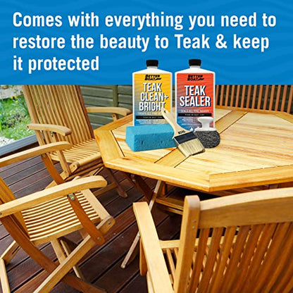 Teak Cleaner and Brightener for Wood, Teak Oil or Sealer for Boats, Indoor - style: Teak Complete Kit