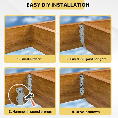 25 pcs 2x8 Joist Hanger,LU28 18 Gauge Double Shear Face Mount Joist Hanger,Hurricane Ties for Rafters Tie Brackets Great for Floor Deck and Ceiling Joists - size: 25Pcs 2x8, style: Silver