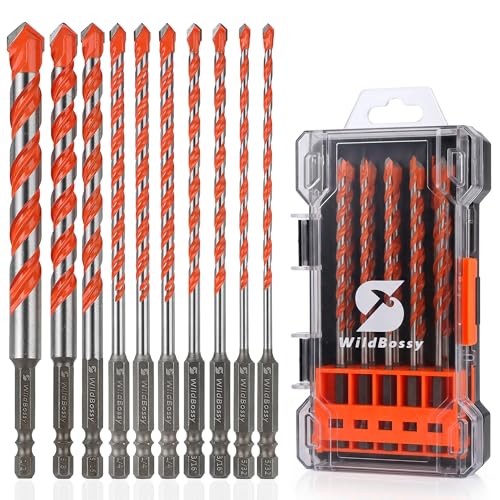 Concrete Carbide Drill Bits, Hex Shank Masonry Drill Bit,5/32"-1/2"(10PCS) - size: 5/32"-1/2"