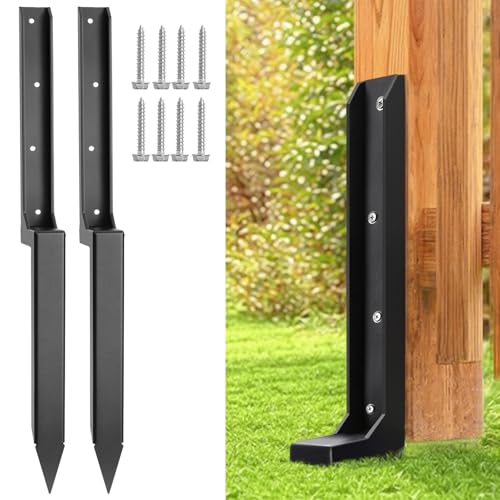 Fence Post Repair Stakes Kit, Black, 2-Pack - color: Black/2 Pack