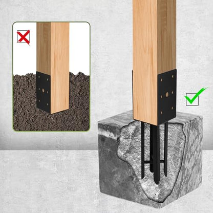 4 Pcs 4"x 4" Wet Concrete Fence Post Anchor(Inner Dia 3.6"x3.6") - size: 4 Set