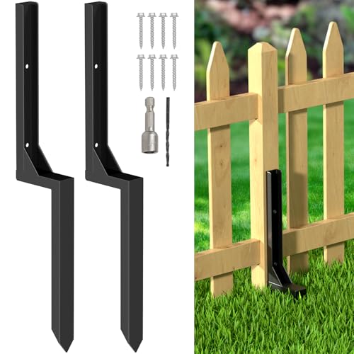 Fence Post Repair Kit, Heavy Duty Steel Ground Anchor Spike, 2-Pack