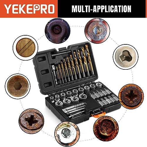 40 Pcs Broken Bolt Extractor Kit with Easy Out Screw Extractor Set - size: 40-Piece Bolt & Screw Extractor Set