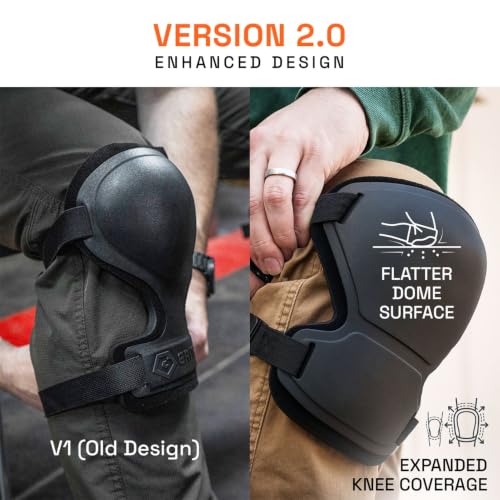 GRITR Knee Pads - Heavy Duty Knee Protectors, Improved, Black - color: Black