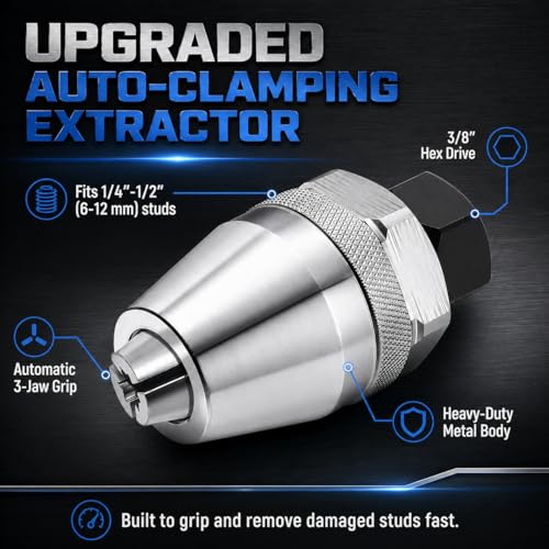 Broken Bolt Extractor Tool, Grips and Removes 1/4-Inch to 1/2-Inch Studs