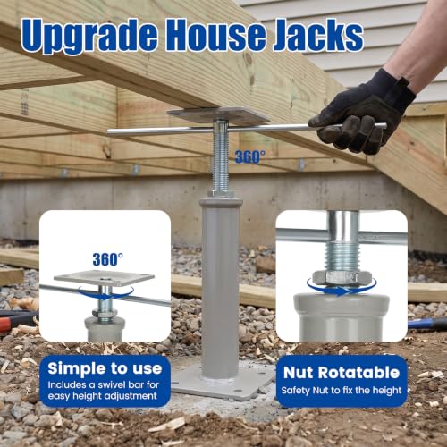 4 Pack House Floor Jacks,11"-16" Height Range,11023 lbs Max Load Capacity,Adjustable Heavy Duty House Jacks for Leveling Crawlspace (11" - 16" (4 Pack))