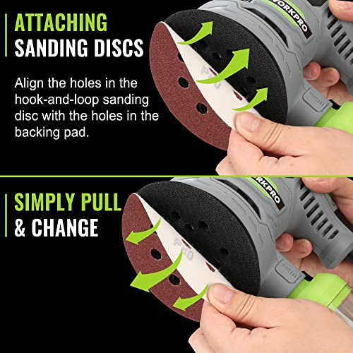 WORKPRO 5-Inch Random Orbit Sander Variable Speed with Dust Bag - size: Random Orbit Sander