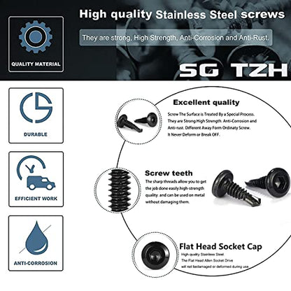 12 x 2" Stainless Steel Flat Head Socket Cap Screws, 100Pcs, Allen Socket Drive, Black Oxide - size: #12 x 2"