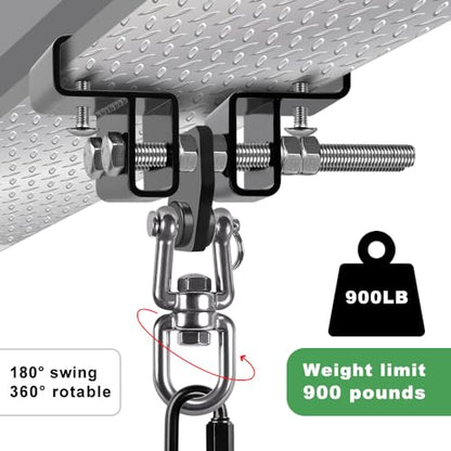 BeneLabel Punching Bag Hanger for I Beam 880 LBs Capacity Heavy Bag Mount Width Adjustable Boxing Bag Holder & Steel Beam Clamp for Beam - color: Hanger&Carabiner&360°Swivel(2 Pack)