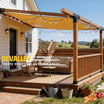 Pergola Slanted Roof Bracket kit 2Pack,3-Way 15-Degree Right Angle Corner Bracket for 4x4 (Actual:3.5“x3.5) Lumber for Pavilions,Gazebos,Porchs - size: 8.46"x8.45"x5.9"